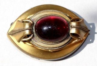 Large Antique Victorian Pinchbeck Garnet Mourning / Reliquary Brooch /pin.