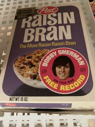 Vintage Rare ‘70s Post Raisin Bran Bobby Sherman Record Cut - Out Cereal Box Nm