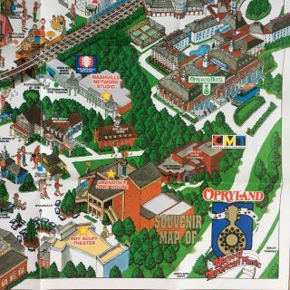 1993 VINTAGE OPRYLAND USA Map Of Themepark Country Music CMT 7