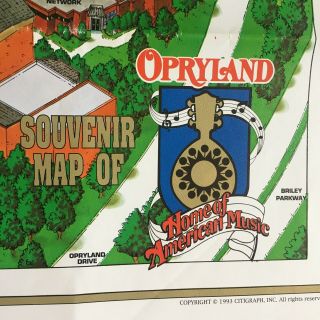 1993 VINTAGE OPRYLAND USA Map Of Themepark Country Music CMT 8