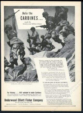 1943 Us Army Paratroopers M1 Carbine Photo Underwood Elliott Fisher Print Ad