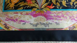 Rare Vintage Hermes Silk Scarf Tropiques by Laurence Bourthoumieux Black Border 3