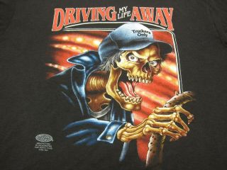 Vtg 90s 3d Emblem Truckers Only Driving My Life Away Skull T Shirt Large