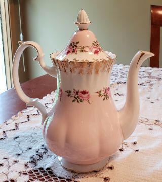 Rare Vintage Royal Albert " Bridesmaid " Large Coffee Pot Heavy Gilt Filigree