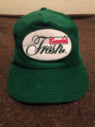Vintage Campbell ' s Soup Fresh Corduroy Green Hat Snapback 2