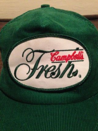 Vintage Campbell ' s Soup Fresh Corduroy Green Hat Snapback 3