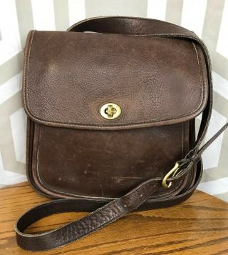 Coach Vintage Large Brown Leather Side Pack Scooter Bag 9979 Usa - Rare Htf