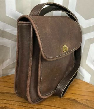COACH VINTAGE LARGE BROWN LEATHER SIDE PACK SCOOTER BAG 9979 USA - RARE HTF 4