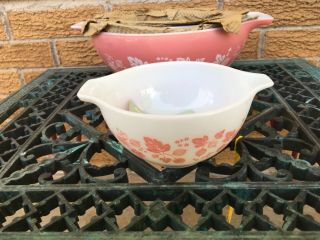 Vintage NOS PINK GOOSEBERRY PYREX CINDERELLA BOWL SET 9/59 7