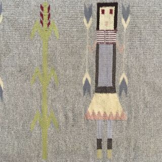 Vintage Native American Navajo Yei Woven Rug Wall Hanging Weaving 2