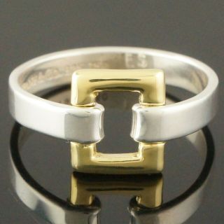 Tiffany & Co.  Solid 18k Gold & Sterling Silver Square Buckle Estate Ring,  Nr