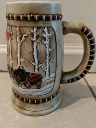 Vintage 1981 Budweiser Bud Beer Snowy Woodland Stein CS50 2nd Holiday Mug 3