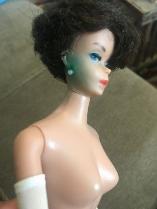 Vintage Barbie Doll Brunette Bubble - cut Bubblecut Thick Hair Straight Leg ‘60s 2