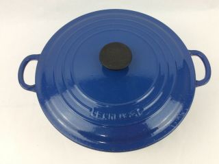 Le Creuset Vintage Blue Enamel Round Dutch Oven 7.  25 Qt 28 2