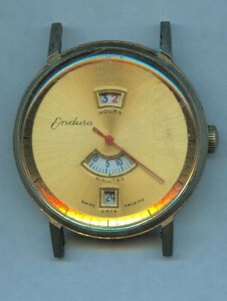 Vintage Endura Jump Hour - Direct Read Wrist Watch (sweep Second)
