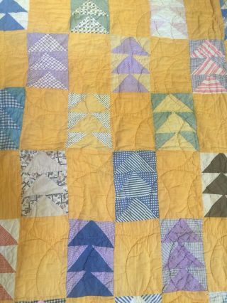 Vtg Hand Stitched Handmade Cotton Quilt 74” X 79” 4