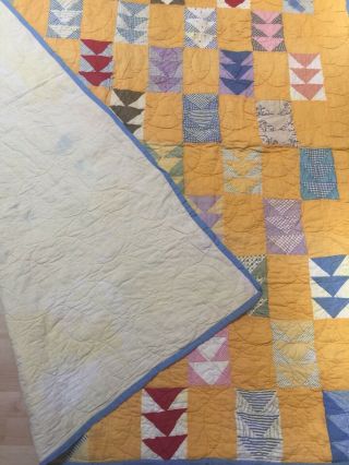 Vtg Hand Stitched Handmade Cotton Quilt 74” X 79” 5