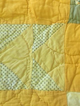 Vtg Hand Stitched Handmade Cotton Quilt 74” X 79” 8