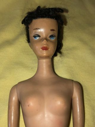 Vintage Barbie Doll Ultra Rare Early Brunette Blue Eyes Ponytail Mattel TM 5