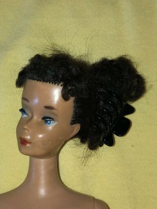 Vintage Barbie Doll Ultra Rare Early Brunette Blue Eyes Ponytail Mattel TM 8