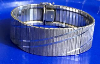 Vtg Italy 925 Sterling Silver 925 Wide Slinky Bracelet Larger Wrist 7.  5” Heavy