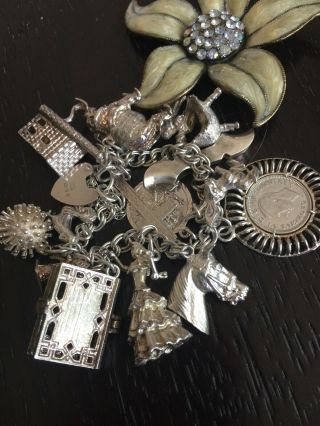 Vintage Sterling Silver Charm Bracelet With Sterling Or 800 Charms