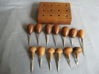 13 Peice Set E.  C.  Muller,  Glardon Vallorbe Vintage Hand Graver Engraver W/ Base