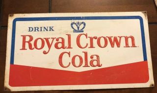 Old Vtg Collectible Royal Crown Cola Advertising Sign Drink Red Blue And White