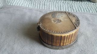 Vintage 3.  25 " Navajo Silver Lid/base Antler Trinket Box W/stamped Thunderbird