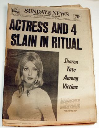 Vintage Complete Daily News Newspaper - Aug 10,  69 - Sharon Tate - Actress Slain - Lldn