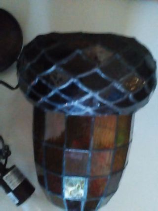 vintage stained glass acorn hanging light shade 4