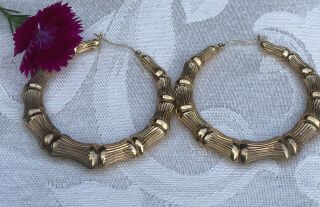 Vintage 10k Yellow Gold Large Hoop Earrings 6.  8 Grs.  Scrap Or Wear