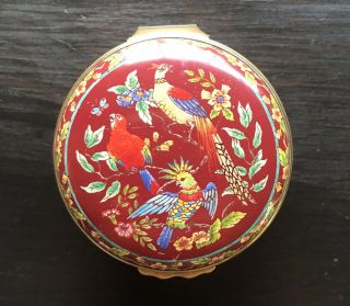 Vintage Halcyon Days Enamels Bilson &battersea Trinket Box Birds Of Paradise