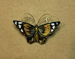 Vtg David Andersen Norway Enamel Sterling Silver Butterfly Pin Brooch 45x30mm