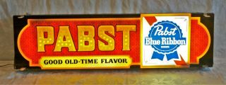 Vintage Pabst Blue Ribbon Beer Good Old Time Flavor Light Up Bar Beer Sign 5