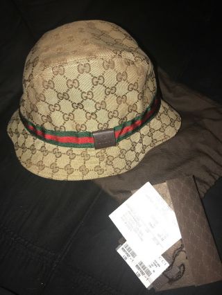 Gucci Bucket Hat Beige (size - Xl) - Rare Size - 100 Authentic With Tag And Receipt