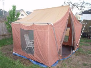 Vintage Camel brand 10 ' x8 ' Canvas Cloth type Cabin Style Camping Tent 3