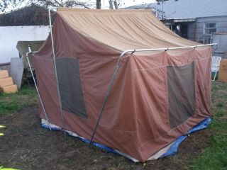 Vintage Camel brand 10 ' x8 ' Canvas Cloth type Cabin Style Camping Tent 6