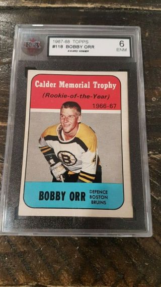1967 - 68 Topps Bobby Orr Calder 118 Ksa 6 Ex - Mt Vintage Hockey Card