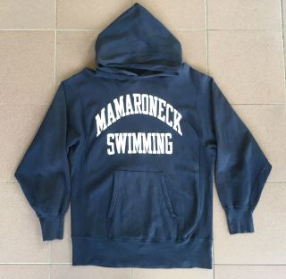 Vintage 70’s Champion Reverse Weave Mamaroneck Swimming Sweater Hooded Usa Xl