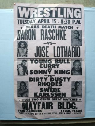 Vintage Wrestling Event Poster Signed 1960 