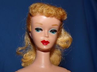 Vintage Barbie Strawberry Blond Ponytail Hollow Body Soft Hair Doll Red Lips Exc