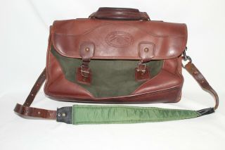 Vintage The Orvis Company Inc Leather Green Canvas Messenger Bag