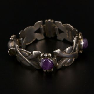 VTG Sterling Silver - 1940 ' s MEXICO TAXCO Amethyst Link 6.  75 