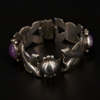 VTG Sterling Silver - 1940 ' s MEXICO TAXCO Amethyst Link 6.  75 