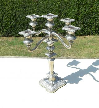 Vintage Silver Plated Candelabra - 5 Candle/sconce - 4 Arms - Made In England