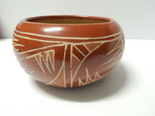 Large Old Santa Clara Pueblo Indian Redware Vintage Pottery Bowl Pot