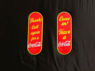 Nos Vintage Coca Cola / Coke Porcelain Palm Press Signs