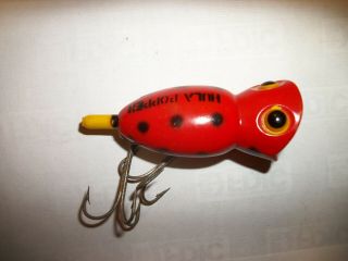 Vintage Hula Popper Fishing Lure In Tough Orange With Black Spots