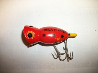VINTAGE HULA POPPER FISHING LURE IN TOUGH ORANGE WITH BLACK SPOTS 2